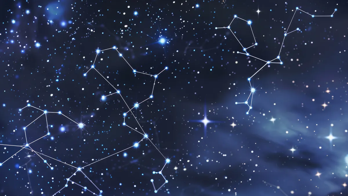 starting over at 40: starry sky constellations illustration