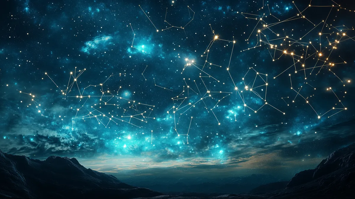 starting over at 50: starry constellations over horizon illustration for this article